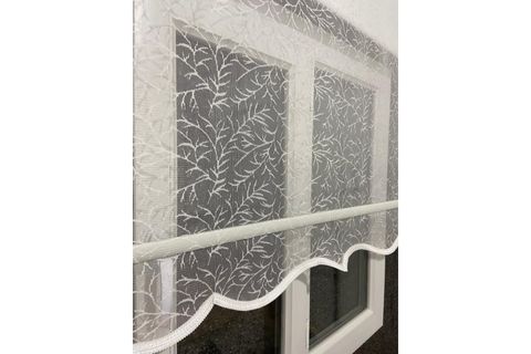 ÇİFT MEKANİZMALI TÜL VE STOR PERDE, DESENLİ, KIRIK BEYAZ, 210X260