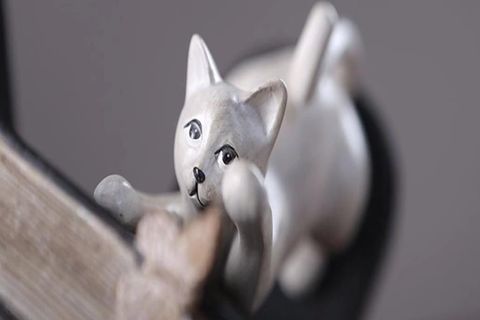 KEDİ FİGÜRLÜ KELEBEK DETAYLI İKİLİ KİTAP TUTUCU