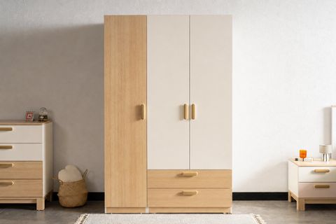 MOKİDO ÇEKMECELİ GARDIROP, 3 KAPAKLI, MEŞE