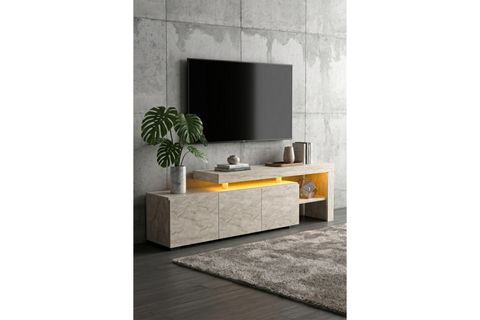LUMA LED IŞIKLI TV ÜNİTESİ, KREM, 160 CM