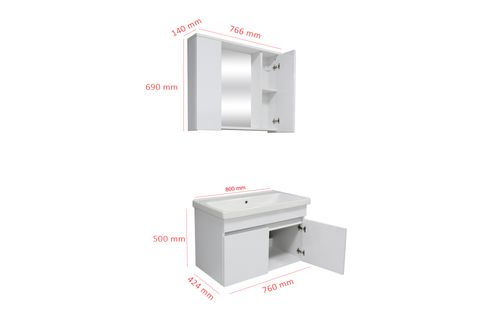 KAREN BANYO KOZA BANYO DOLABI SETİ, 80 CM, BEYAZ