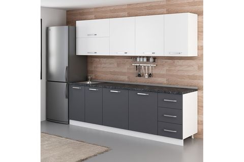 MİNAR  LİZA 255 CM MUTFAK DOLABI BEYAZ ANTRASİT 255-A2