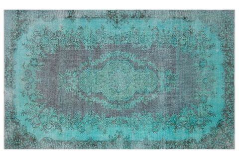ÖZEL EL DOKUMA AÇIK TURKUAZ RENGI VINTAGE YÜN HALI 185X305