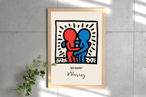 KEITH HARING AHŞAP ÇERÇEVELİ TABLO TAKIMI, DOKUZLU