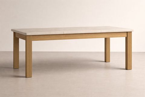 HAVEN AÇILIR YEMEK MASASI, MEŞE TRAVERTEN, 86X190