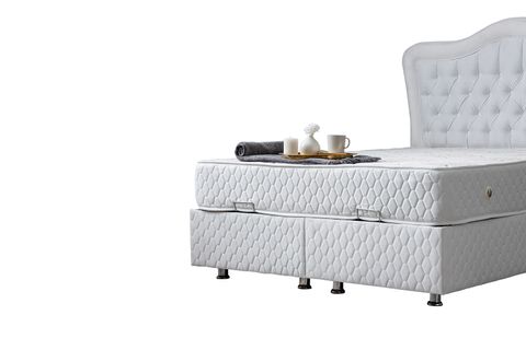 CAMELLİ BAZA BAŞLIK VE DELÜX YATAK SETİ, BEYAZ, 90X190