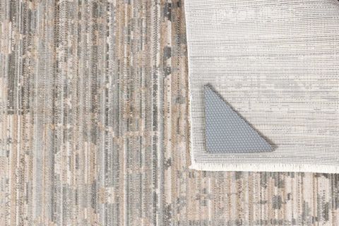 PERA HALI GÜMÜŞ GRİ VE BEJ ESKİTME DESENLİ MODERN HALI FMRT01 158X213 CM