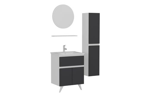 NİKA BANYO DOLABI 65CM AY2K1Ç 1YA1R ETJ BOY BEYAZ ANTRASİT