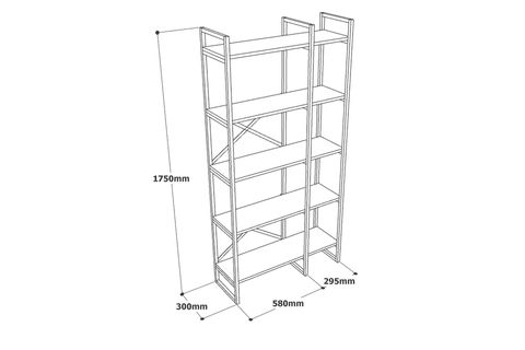ROBİN HOME ATLANTİS GOLD METAL KİTAPLIK, MERMER DESEN, 5 RAFLI, 2 BÖLME, 175,CM