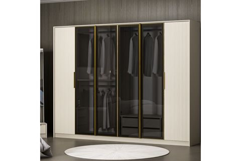 LUXE MENTEŞELİ DOLAP, 6 KAPAKLI, KUMTAŞI, 210 CM