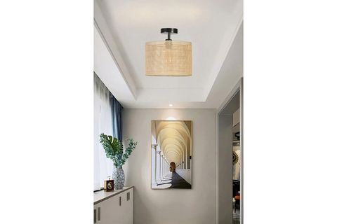 ÖRGÜLÜ RATTAN ABAJURLU PLAFONYER AVİZE