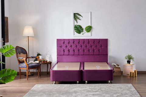 NİRON VİOLET BAZA BAŞLIK VE ORTA SERT YATAK SETİ, 160X200