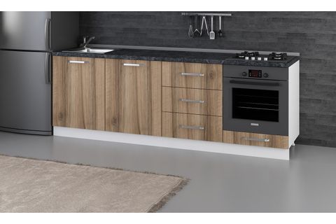 MİNAR 240 CM MUTFAK DOLABI BEYAZ DORE 240-D7-ALT MODÜL