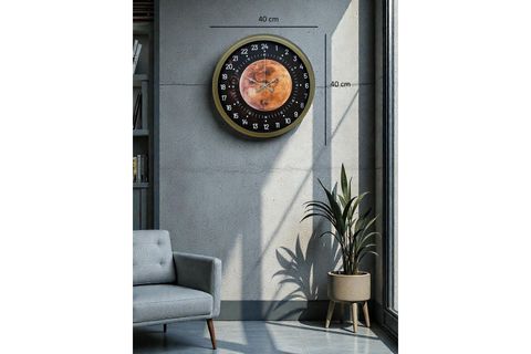 ESKİTME METAL 24 SAAT GÖSTERGELİ ÖZEL TASARIM DUVAR SAATİ 40 CM