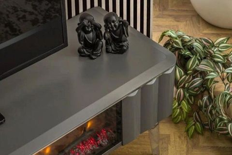 LOFT ŞÖMİNELİ TV ÜNİTESİ, ANTRASİT GRİ, 160 CM