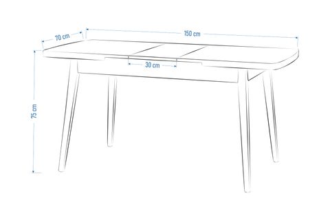 AVANOS AHŞAP AYAK AÇILIR KAPANIR MDF MUTFAK MASASI, 70X120+30 CM, BEJ SİYAH