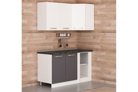 MİNAR 150CM KÖŞE MUTFAK DOLABI BEYAZ ANTRASİT K150A1