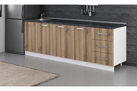MİNAR 240 CM MUTFAK DOLABI BEYAZ DORE 240-D1-ALT MODÜL