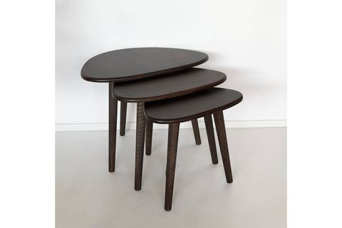 DOĞAL MASİF AHŞAP DAMLA SEHPA SETİ, ÜÇLÜ, CEVİZ