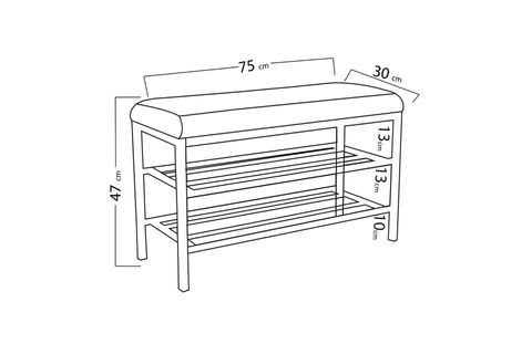LUXE KETEN KUMAŞLI PUF AYAKKABILIK BENCH, ANTRASİT