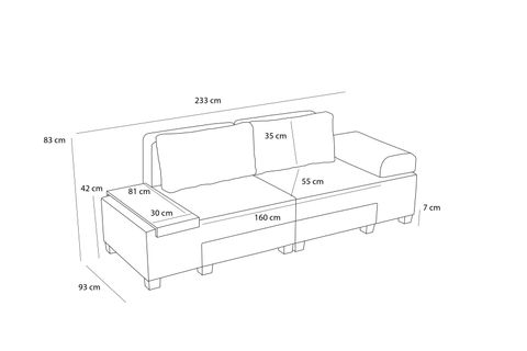 PERENNA YATAKLI ÜÇLÜ KOLTUK ŞÖNİL, CAPPUCCİNO