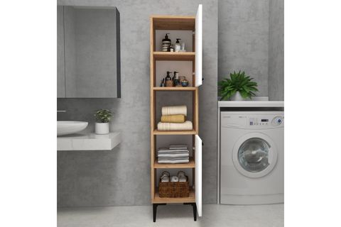ARNETTİ DAMİNOL 5 RAFLI 2 KAPAKLI ÇOK AMAÇLI MUTFAK DOLABI, ATLANTİK ÇAM BEYAZ - DAMİNOL