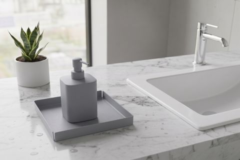 GALVANİZ METAL KARE BANYO TABLASI, CAM GRİ, 10102 CM