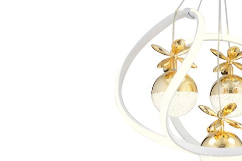 BALCA DÖRTLÜ 3 RENKLİ LED AVİZE, BEYAZ GOLD
