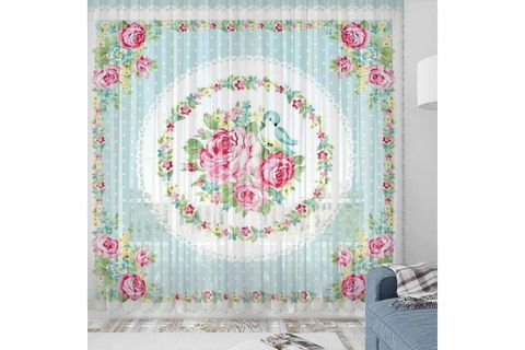 ELSE PEMBE GÜLLÜ ÇİÇEKLİ DESENLİ DEKORATİF MODERN 3D TÜL FON PERDE 140X270