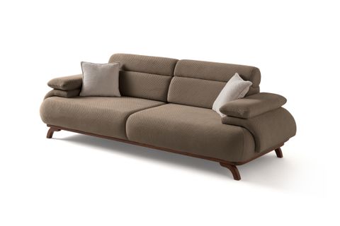 ALASKA SIRT MEKANIZMALI CEVIZ KASALI ÜÇLÜ KOLTUK, KAHVERENGİ