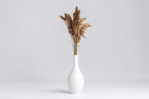 SERAMİK VAZO VE 15 ADET PAMPAS, BEYAZ NATURAL, 8624