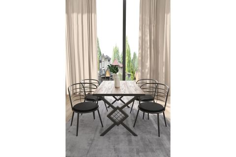 HUGA METAL AYAKLI YEMEK MASASI, ÇAM,  4 KİŞİLİK