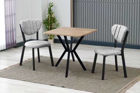 ELİS MUTFAK MASA TAKIMI, 2 SANDALYE, CEVİZ, 70X70 CM, GRİ