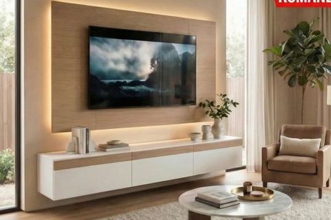 PURELINE LEDLİ DUVAR TV ÜNİTESİ, BEYAZ, 140 CM