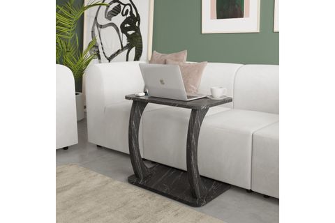 HULK TEKERLEKLİ GENİŞ YAN SEHPA, SİYAH