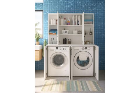SANDA ÇAMAŞIR VE KURUTMA MAKİNESİ BANYO DOLABI, BEYAZ