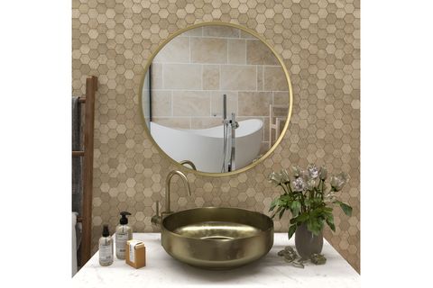 MARSAH HOME METAL ÇERÇEVELİ YUVARLAK AYNA, GOLD, 80X80
