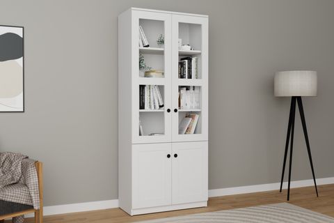 LİSA VİTRİN ÇOK AMAÇLI DOLAP, 4 KAPAKLI, BEYAZ