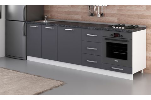 MİNAR 255 CM MUTFAK DOLABI BEYAZ ANTRASİT 255-A3-ALT MODÜL