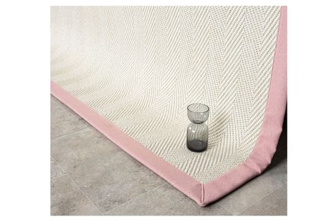 BORDÜRLÜ HASIR DOKULU SİSAL MAKİNE HALISI, PEMBE, 120X170