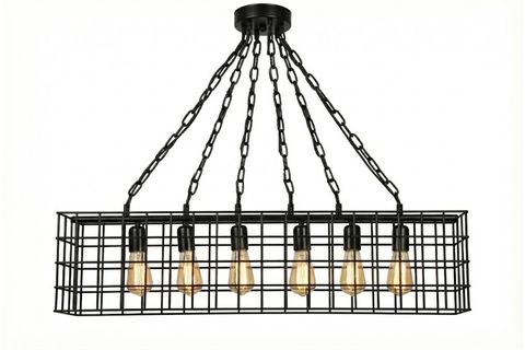 EDİSON ENDÜSTRİYEL SİYAH AVİZE DİKDÖRTGEN