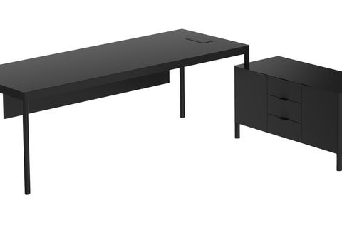 LESS ETAJERLİ OFİS MASASI, SİYAH,  200 CM