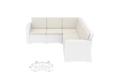 RATTAN MONACO KÖŞE KOLTUK BEYAZ MİNDERLİ