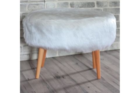 VALENTE OVAL PELUŞ PUF, BEYAZ