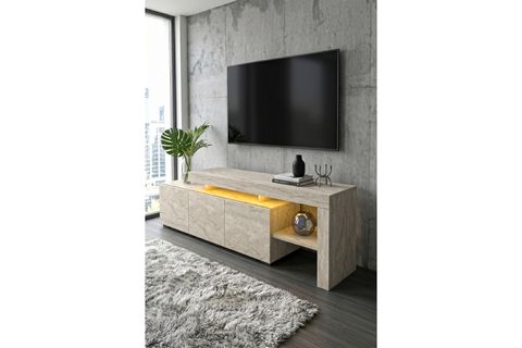 LUMA LED IŞIKLI TV ÜNİTESİ, KREM, 160 CM
