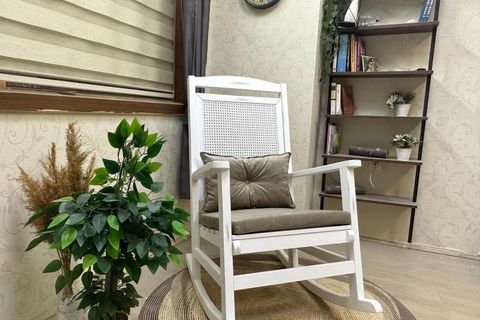 ASEDİA VERANDA HASIRLI MİNDERLİ SALLANAN SANDALYE, VİZON, LAKE AYAK
