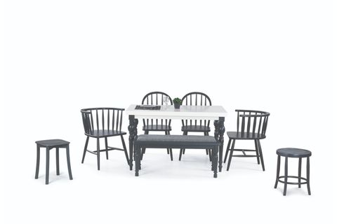 DAMLA SABİT MASA VE BANKLI SANDALYE TAKIMI, BEYAZ ANTRASİT, 125X80