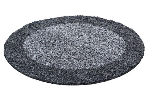 SHAGGY HALI, YUVARLAK, GRİ TONLARI, 200X200