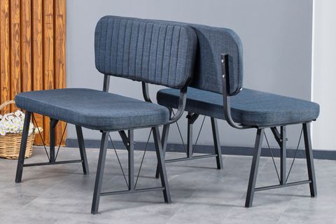 LAJMY BEYAZ SABİT MUTFAK MASA TAKIMI, 1 SIRTLI BENCH, 2 SANDALYE, LACİVERT, 70X110