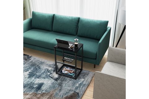 TEDİ METAL AYAKLI DEKORATİF TEL RAFLI YAN SEHPA, SİYAH